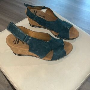 Clarks real blue suede wedges extremely comfortable